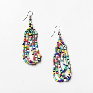 Geometric Beaded Dangle Earrings